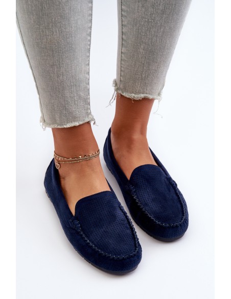 Women's Navy Suede Moccasins Ranica