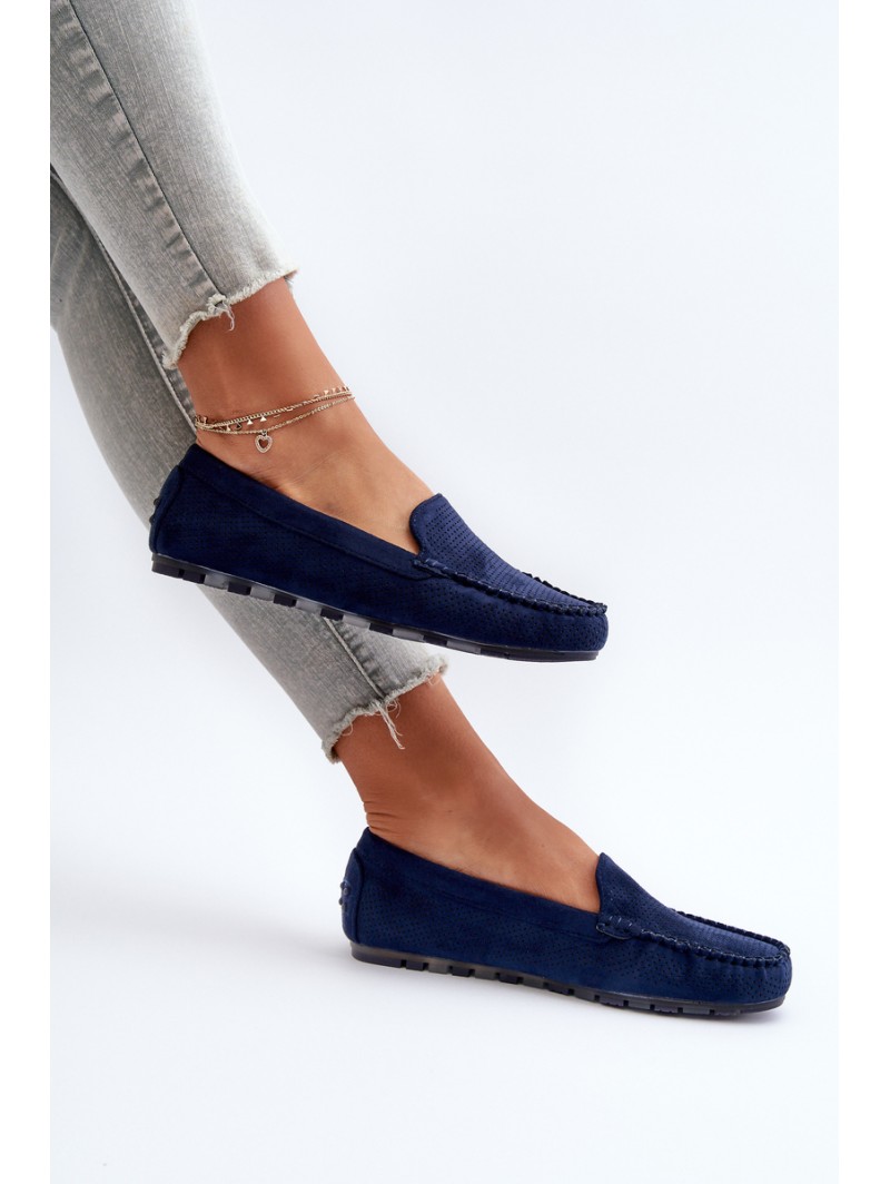 Women's Navy Suede Moccasins Ranica