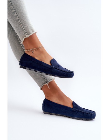 Women's Navy Suede Moccasins Ranica