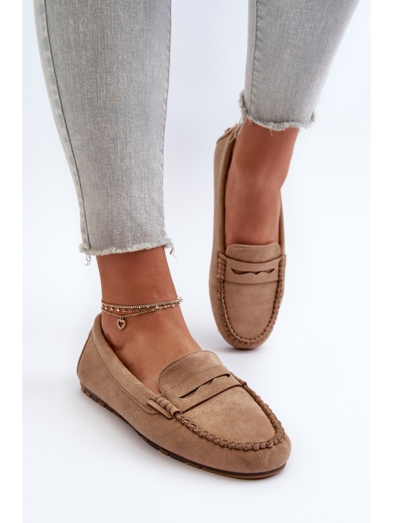 Classic Women's Suede Moccasins Dark Beige Glimris