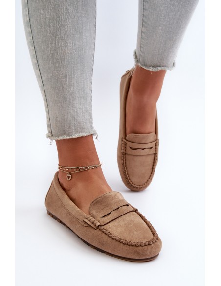 Classic Women's Suede Moccasins Dark Beige Glimris