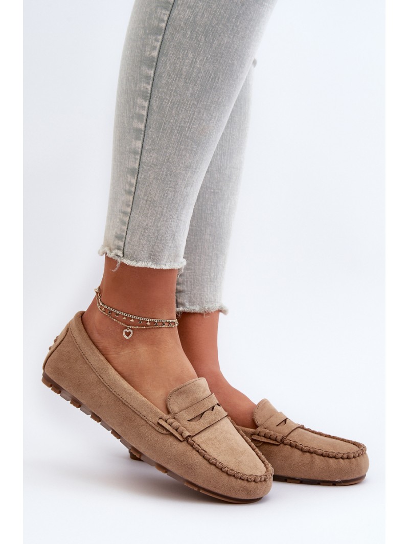 Classic Women's Suede Moccasins Dark Beige Glimris