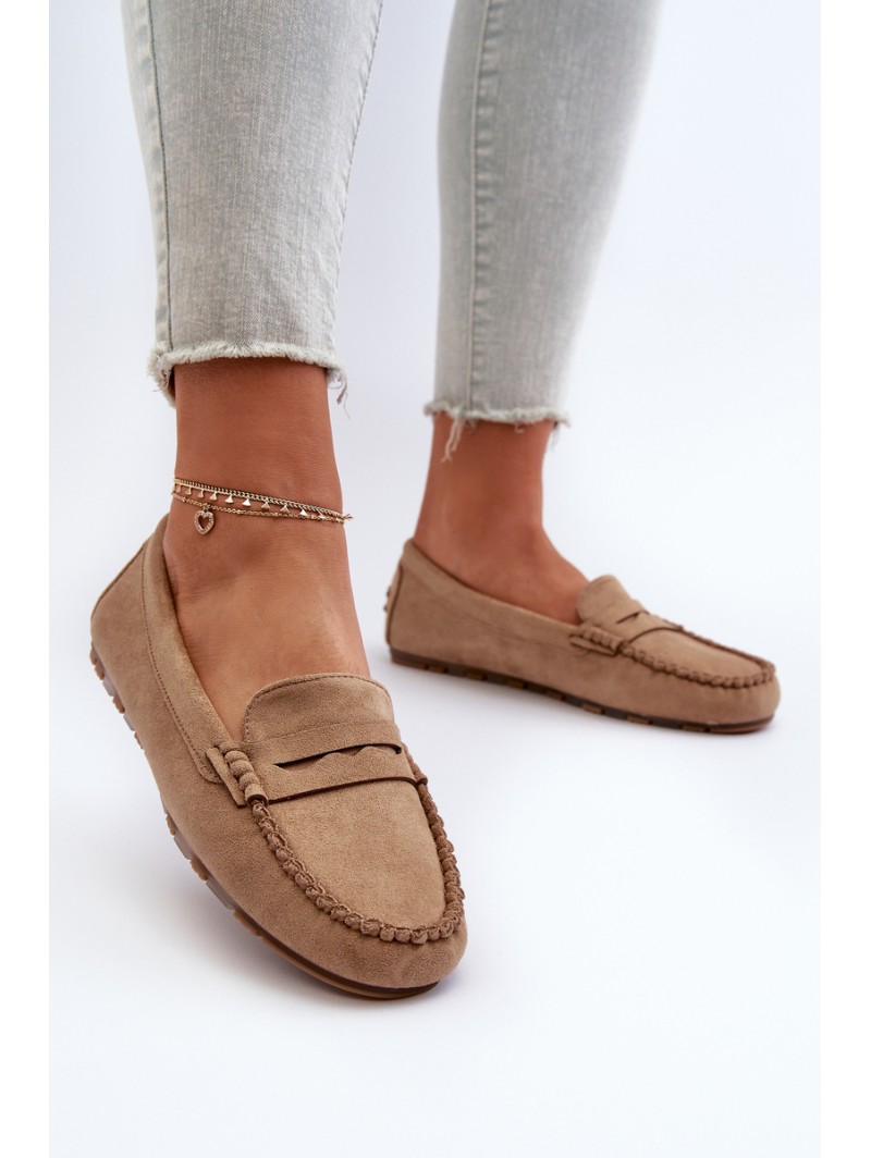 Classic Women's Suede Moccasins Dark Beige Glimris