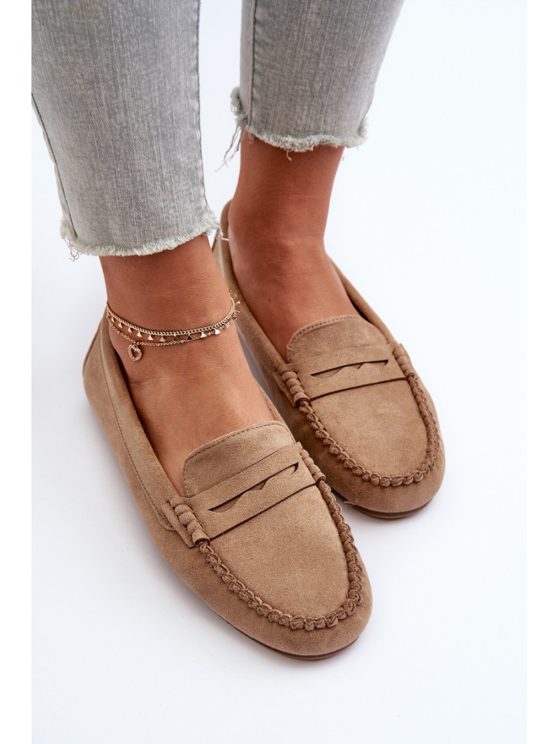 Classic Women's Suede Moccasins Dark Beige Glimris