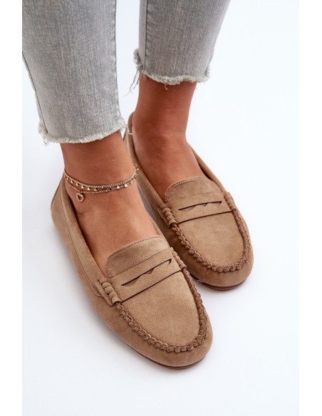 Classic Women's Suede Moccasins Dark Beige Glimris