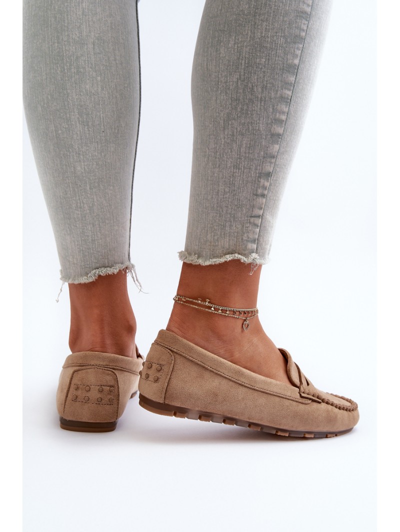 Classic Women's Suede Moccasins Dark Beige Glimris