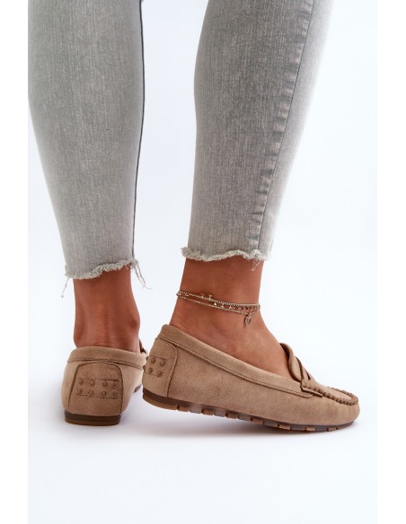 Classic Women's Suede Moccasins Dark Beige Glimris