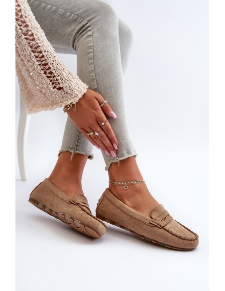 Classic Women's Suede Moccasins Dark Beige Glimris