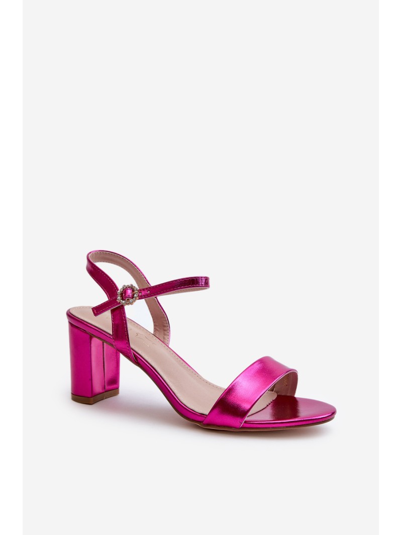 Metallic Sandals With Stiletto Heel Fuchsia Glindra