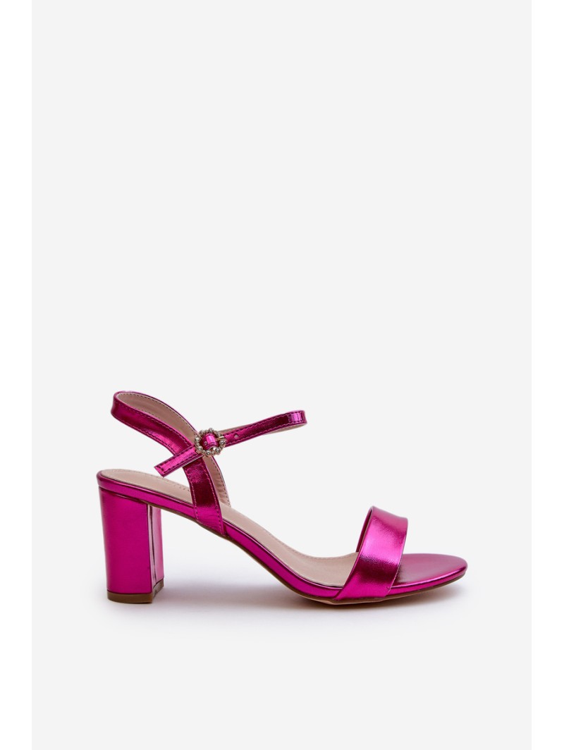 Metallic Sandals With Stiletto Heel Fuchsia Glindra