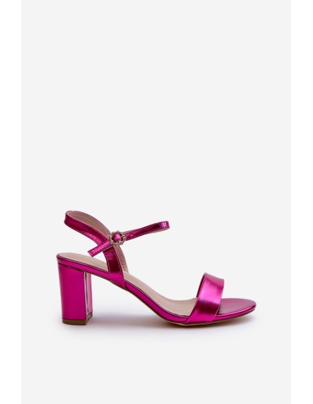 Metallic Sandals With Stiletto Heel Fuchsia Glindra