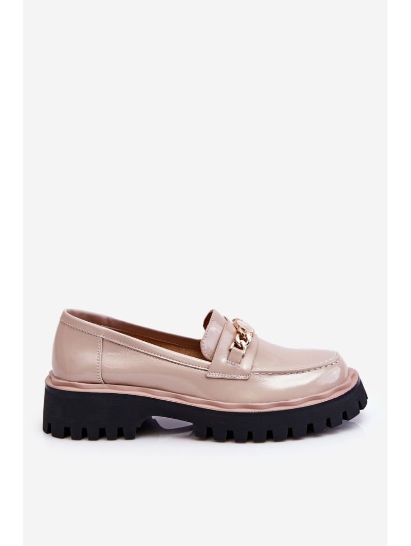 Patent Leather Platform Loafers Beige Ronin