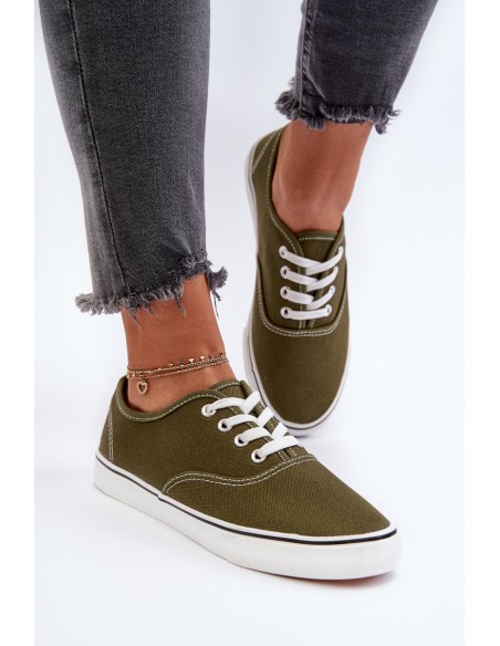 Women's Classic Dark Green Canvas Sneakers Olvali