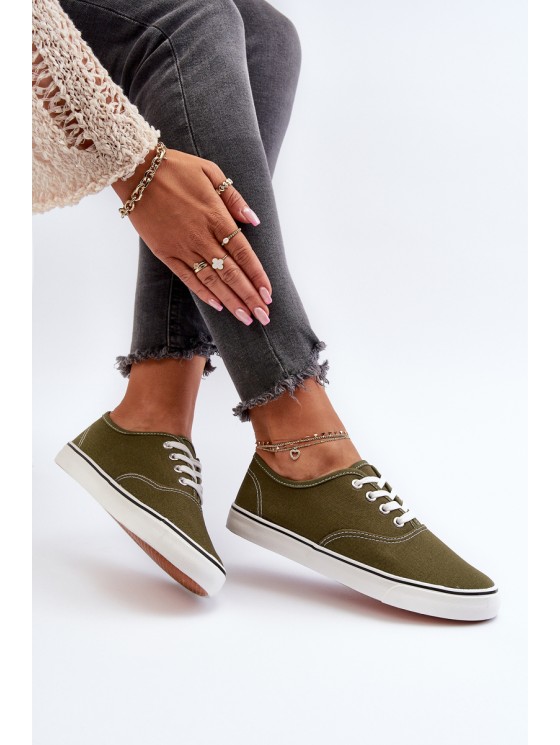Women's Classic Dark Green Canvas Sneakers Olvali 2
