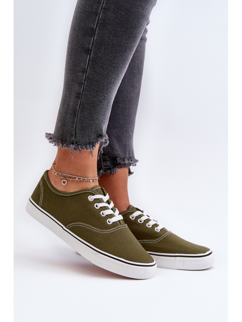 Women's Classic Dark Green Canvas Sneakers Olvali