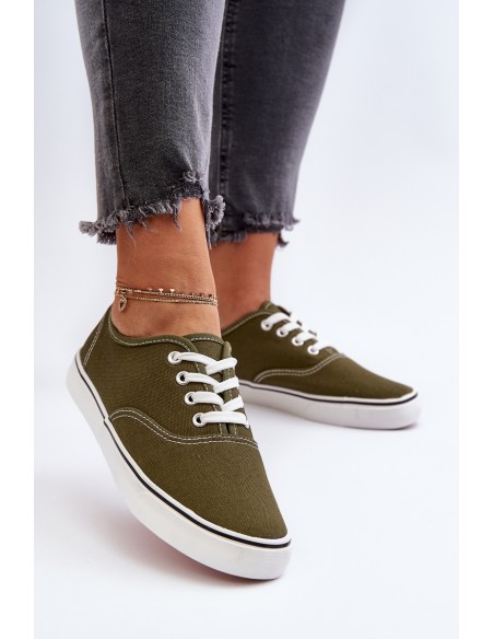 Women's Classic Dark Green Canvas Sneakers Olvali