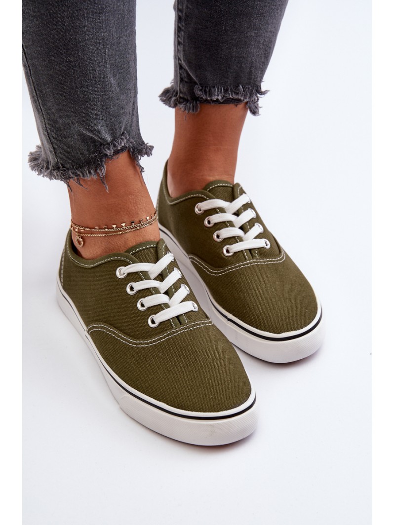 Women's Classic Dark Green Canvas Sneakers Olvali