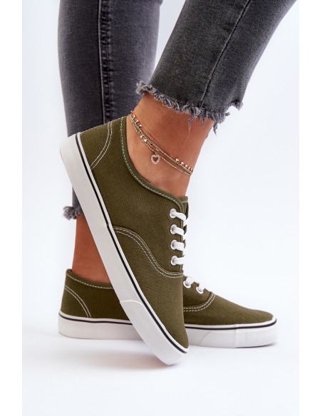 Women's Classic Dark Green Canvas Sneakers Olvali