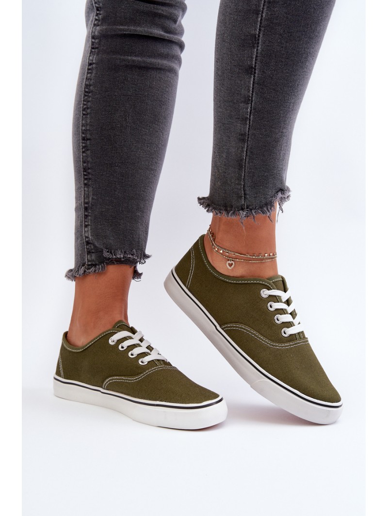 Women's Classic Dark Green Canvas Sneakers Olvali