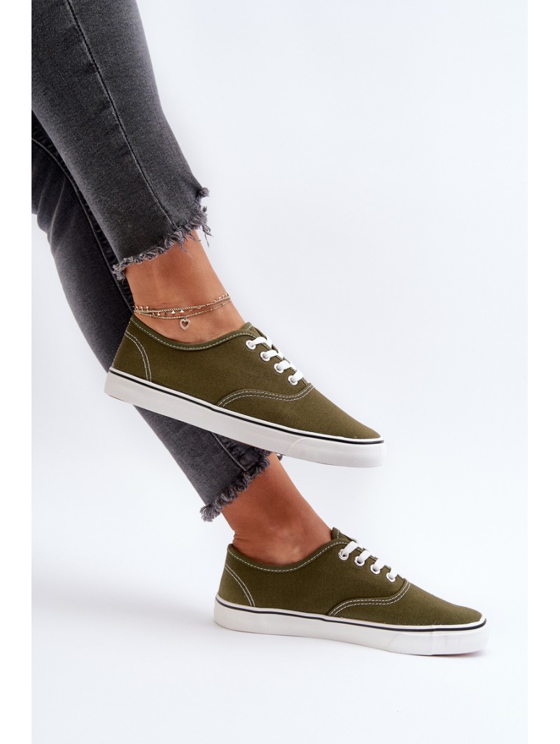 Women's Classic Dark Green Canvas Sneakers Olvali