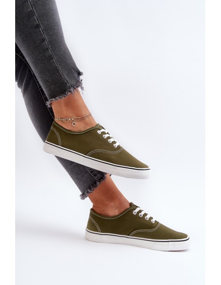 Women's Classic Dark Green Canvas Sneakers Olvali
