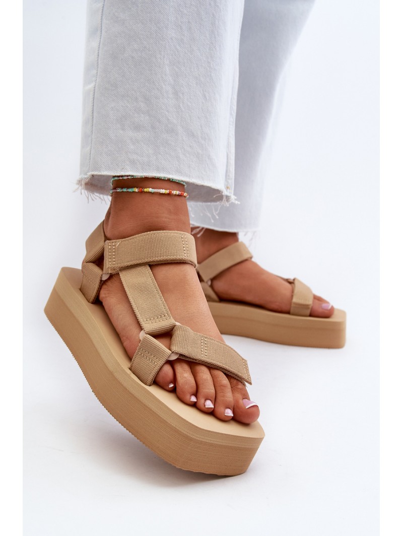 Women's Platform Sandals in Beige Edireda