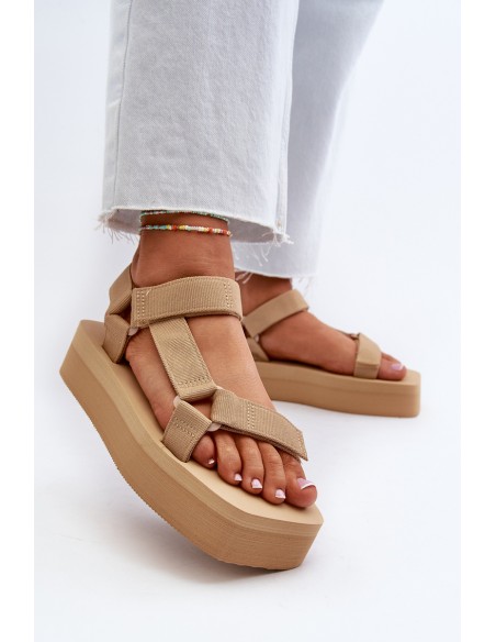 Women's Platform Sandals in Beige Edireda