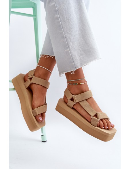 Women's Platform Sandals in Beige Edireda