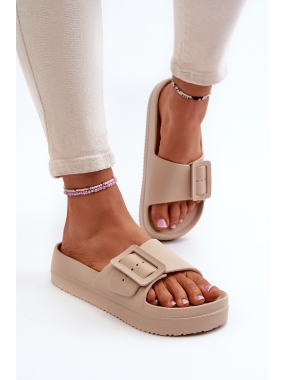 Women's Foam Platform Sandals with Buckle Big Star NN274A666 Beige