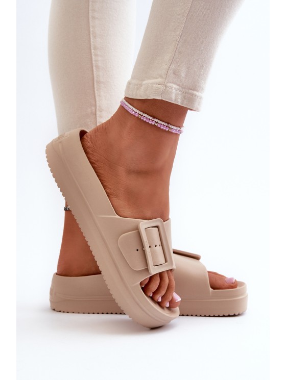 Women's Foam Platform Sandals with Buckle Big Star NN274A666 Beige 2