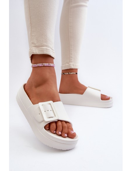 Women's Foam Platform Sandals With Buckle Big Star NN274A661 White