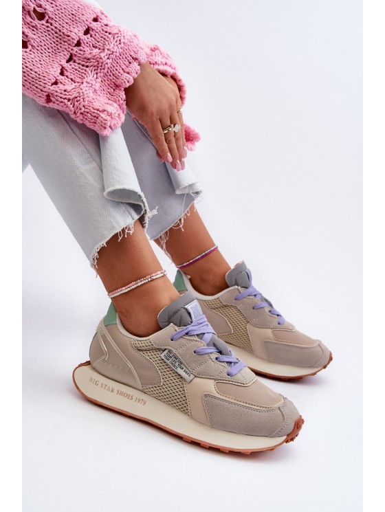 Women's Platform Sneakers with Memory Foam System Big Star NN274681 Beige