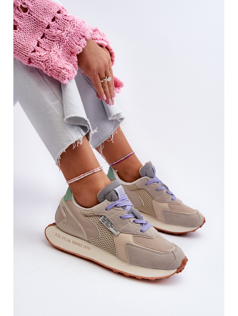 Women's Platform Sneakers with Memory Foam System Big Star NN274681 Beige