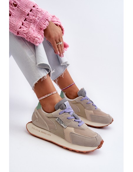 Women's Platform Sneakers with Memory Foam System Big Star NN274681 Beige