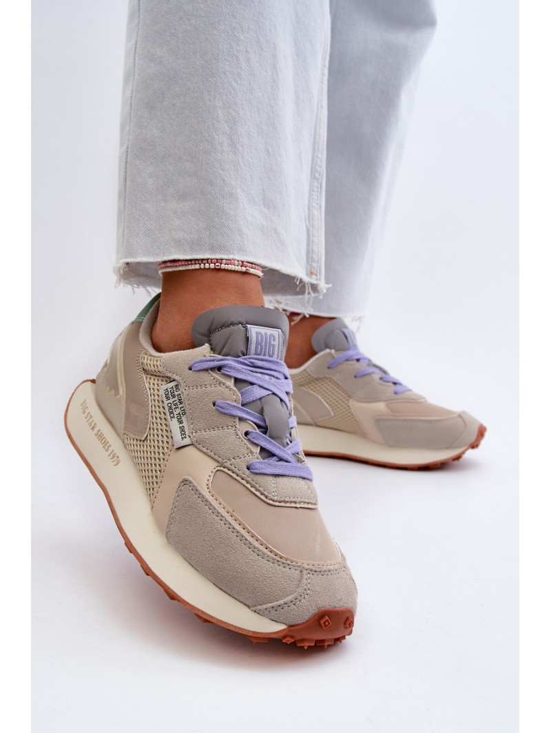 Women's Platform Sneakers with Memory Foam System Big Star NN274681 Beige