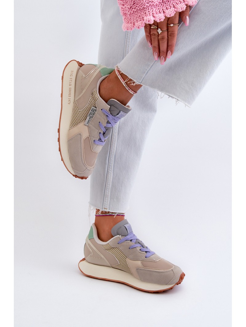 Women's Platform Sneakers with Memory Foam System Big Star NN274681 Beige