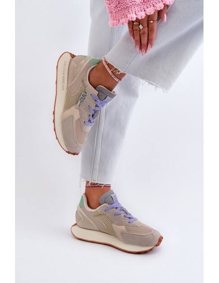 Women's Platform Sneakers with Memory Foam System Big Star NN274681 Beige