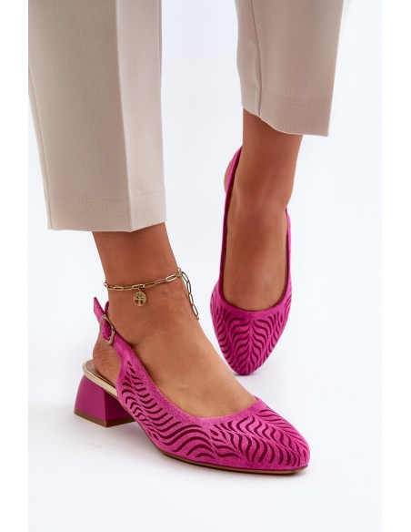 Fuchsia Block Heel Court Batai Gemifa