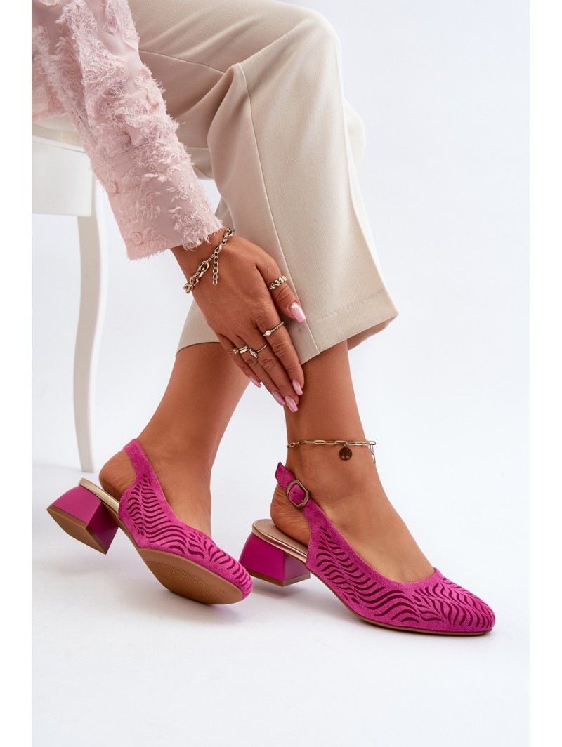 Fuchsia Block Heel Court Batai Gemifa