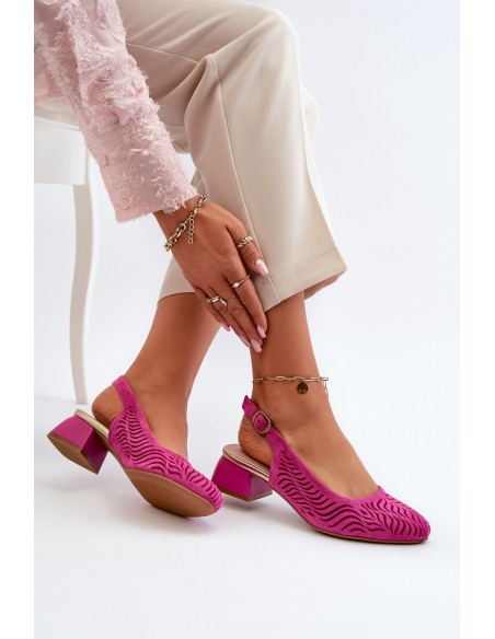 Fuchsia Block Heel Court Batai Gemifa