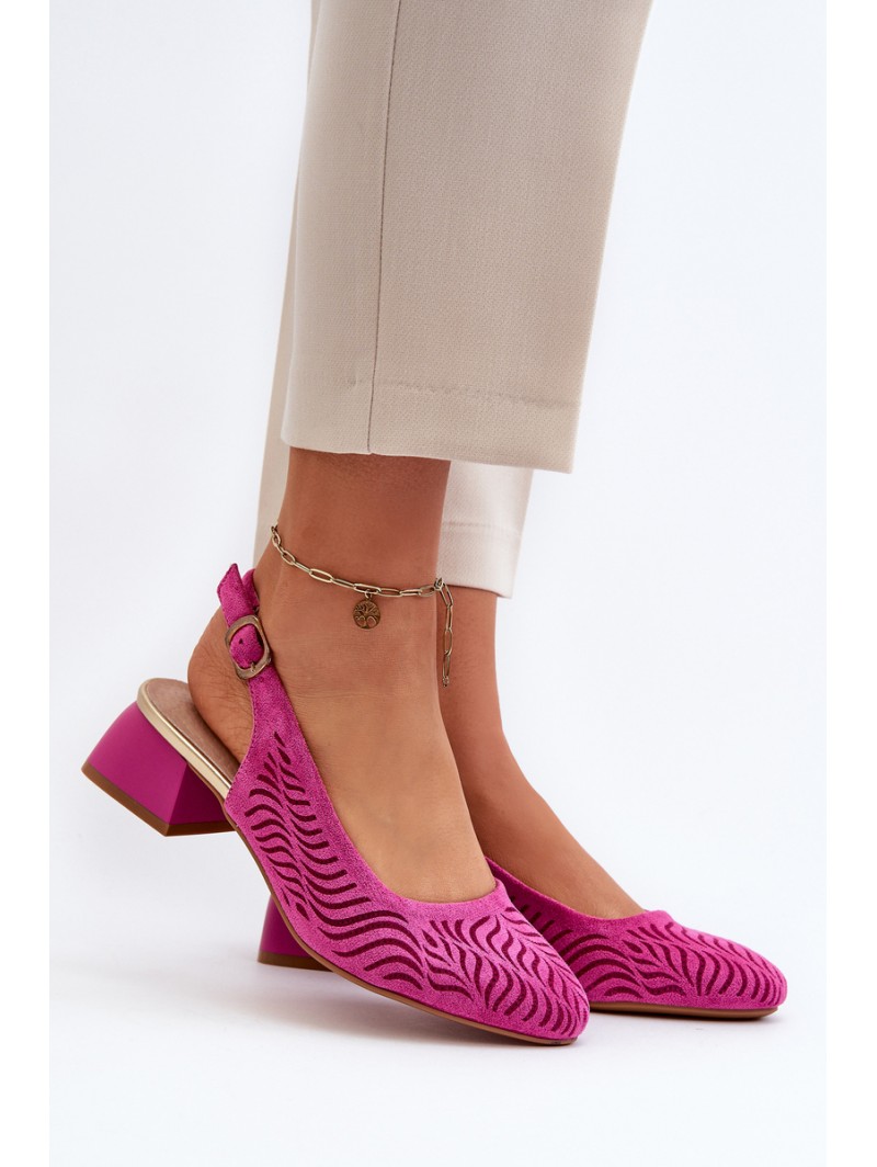 Fuchsia Block Heel Court Batai Gemifa