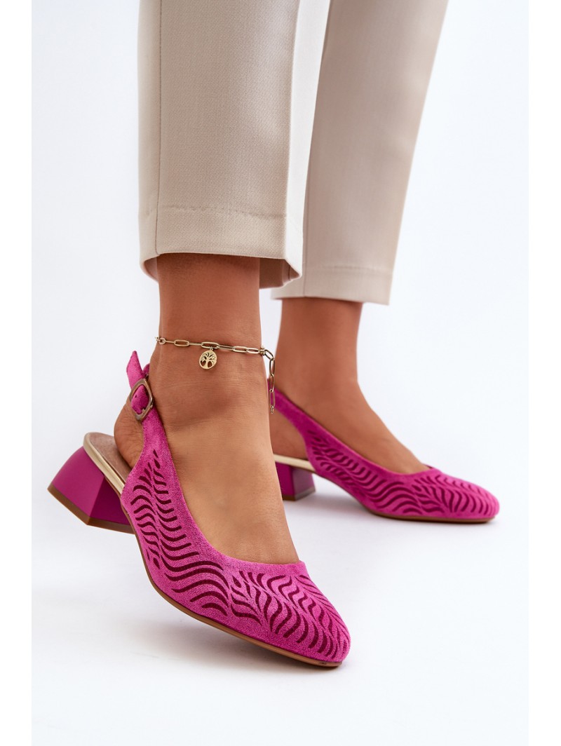 Fuchsia Block Heel Court Batai Gemifa