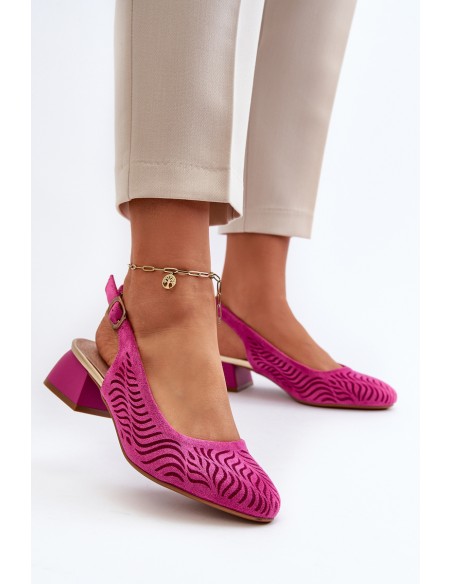 Fuchsia Block Heel Court Batai Gemifa