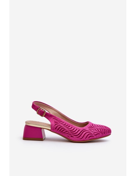 Fuchsia Block Heel Court Batai Gemifa