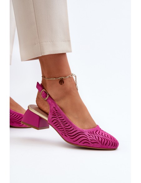 Fuchsia Block Heel Court Batai Gemifa