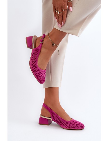 Fuchsia Block Heel Court Batai Gemifa