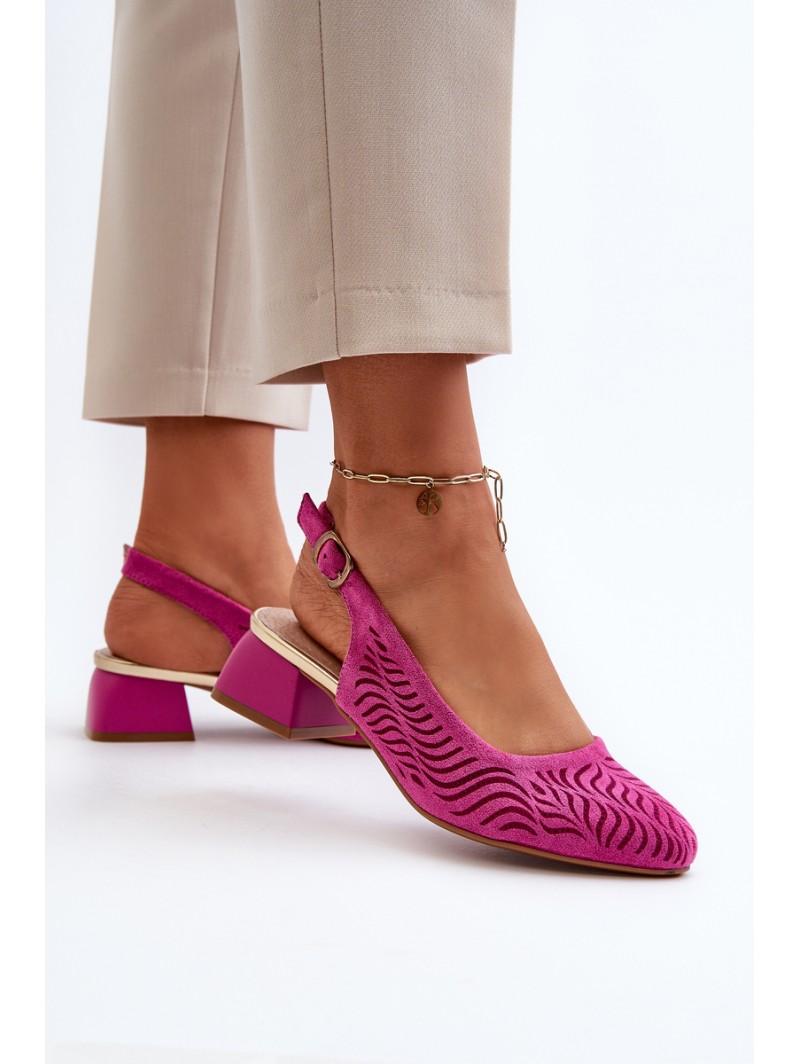 Fuchsia Block Heel Court Batai Gemifa