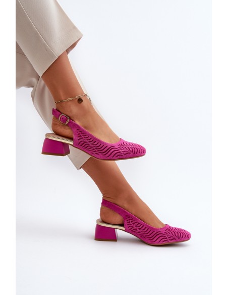 Fuchsia Block Heel Court Batai Gemifa