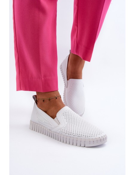 White Women's Leather Cut-out Shoes Darnissa