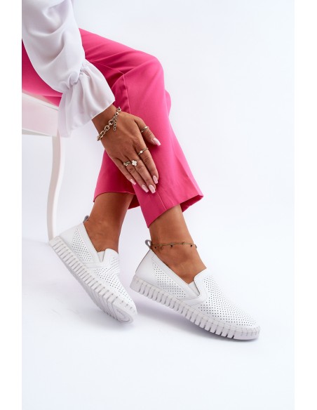 White Women's Leather Cut-out Shoes Darnissa